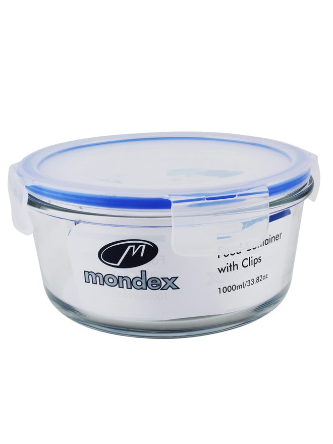 Mondex Round Glass Food Storage Container 1000ml - Image 1