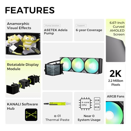 TRYX Panorama SE 360 ARGB 360mm AIO Rotatable 667 AMOLED Curved Screen 3D Anamorphic Effect Customizable AIO Cooler 360mm Asetek Adela Pump 280w TDP ARGB Fan Intel LGA 18511700 AMD AM5AM4 - Image 3