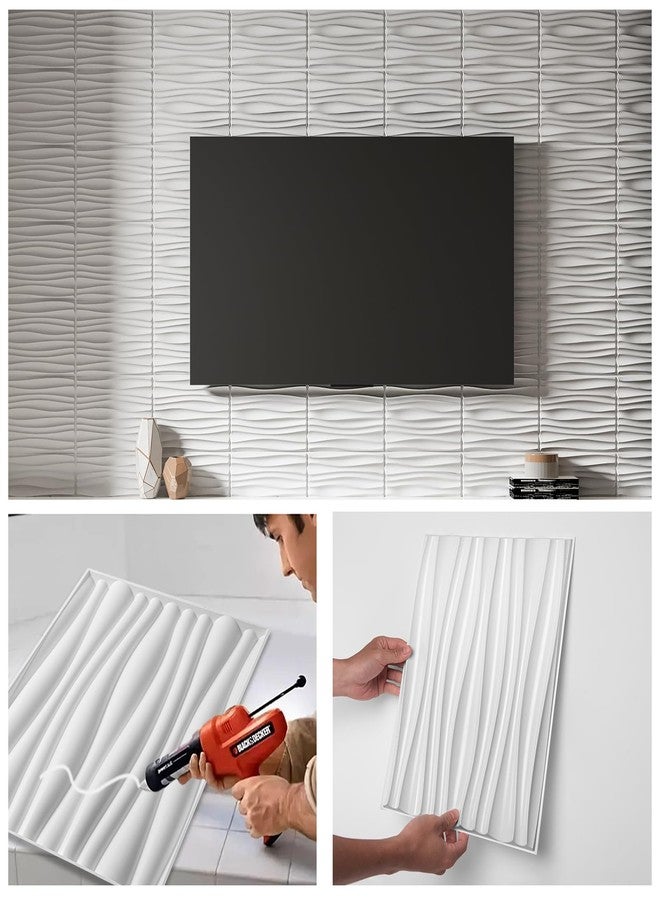 Art3d 24-Pack 3D Wall Panels for Interior Wall Décor, PVC Wavy Textured Accent Wall Paneling for Living Room Bedroom TV Backdrop Office, 15.7 x 11.8 Inch - White - Image 4