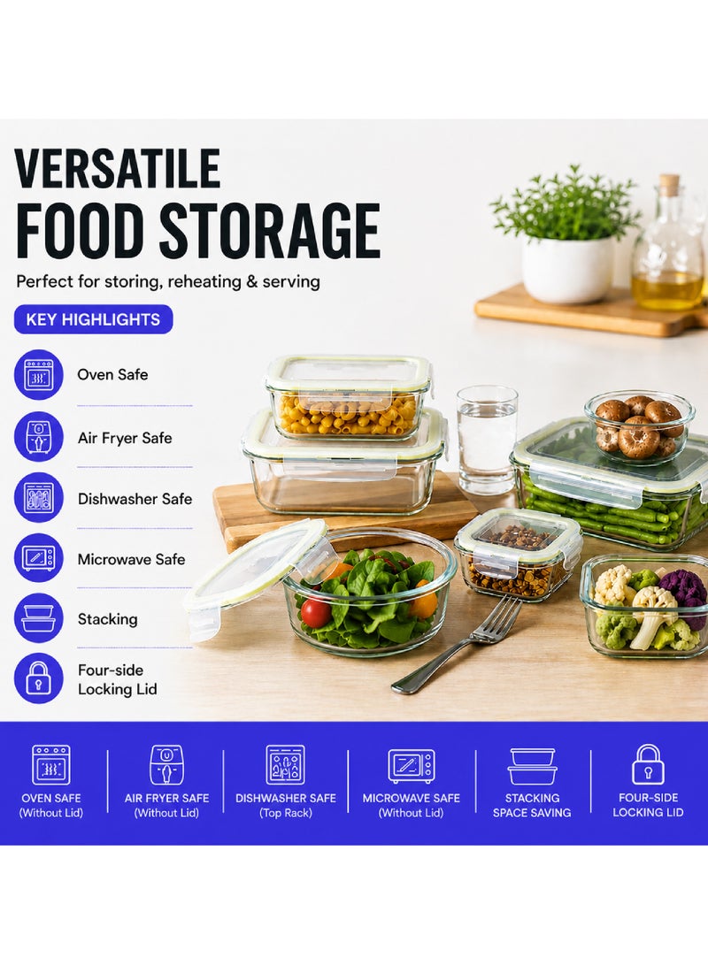 LocknLock Fresh Oven-Safe Glass Rectangular Container 1040ml (PACK of 5) – Airtight, Leakproof & Heat-Resistant - Image 3
