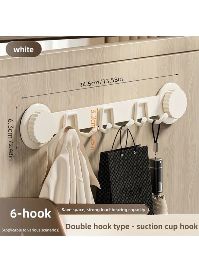 White Heavy Duty Suction Cup Wall Hooks 6 Pack No Drilling Adhesive Bathroom Storage - Image 1