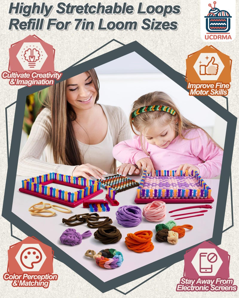 UCDRMA Loom Loops Refill for Potholder Weaving Loom Kit, 576PCS in 12 Maillard Colors Weaving Loom Refill Loops for 7in Loom to Make 16 Potholders, Stretchy Pot Holder Loop Nylon Craft Bands Set - Image 2