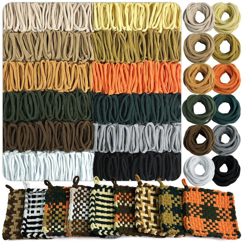 UCDRMA Loom Loops Refill for Potholder Weaving Loom Kit, 576PCS in 12 Maillard Colors Weaving Loom Refill Loops for 7in Loom to Make 16 Potholders, Stretchy Pot Holder Loop Nylon Craft Bands Set - Image 1
