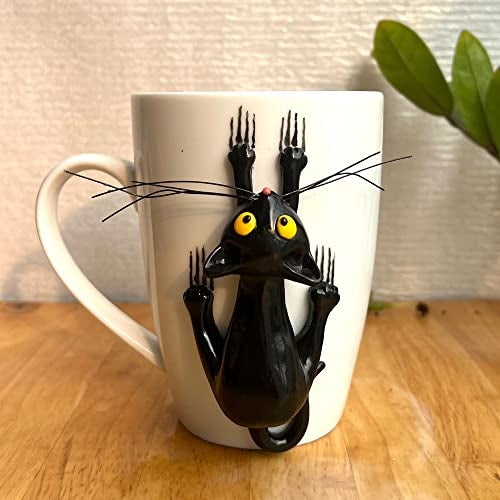 DongNaiWin Black Cat 3D Ceramic Coffee Mug – Black Cat Mug for Cat Lovers – Unique Cat Tea Cup – Gifts for Kitten Lovers Women – Funny Cat Birthday Gift – Christmas Kitten Gift – 15oz - Image 1