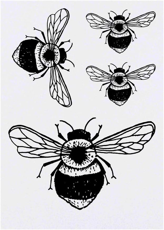 4 x Bumble Bee Temporary Tattoos Water Resistant SkinSafe NonToxic Transfers Mixed Sizes TO00002747