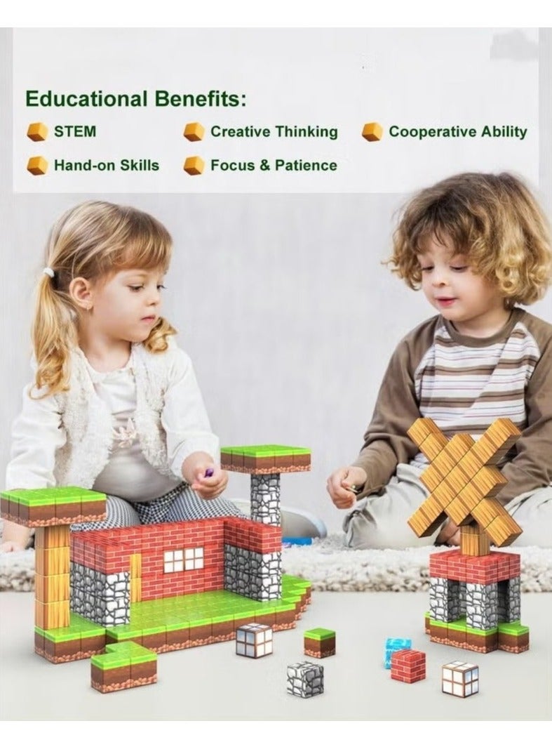 108PCS Magnetic Building Blocks Set – 2cm Magnet Cubes STEM Construction Toys for Boys & Girls Age 3-8 – Sensory Learning Building Kit for Toddlers, Preschool & Classroom Gifts - Image 4