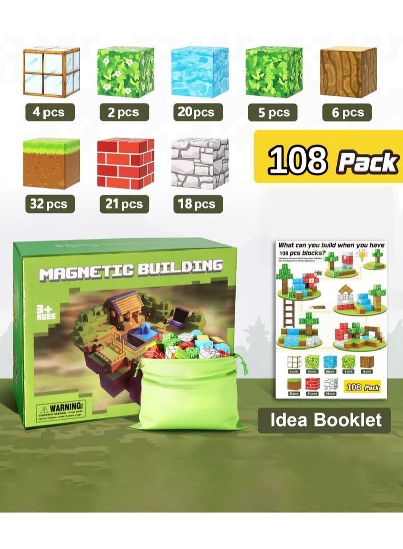 108PCS Magnetic Building Blocks Set – 2cm Magnet Cubes STEM Construction Toys for Boys & Girls Age 3-8 – Sensory Learning Building Kit for Toddlers, Preschool & Classroom Gifts - Image 2