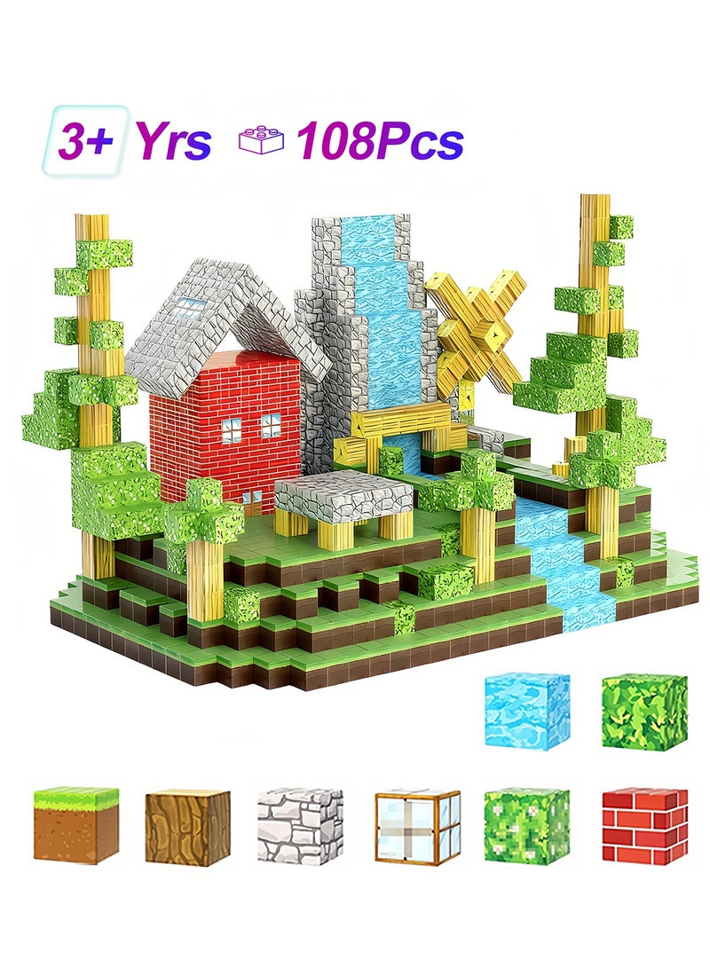 108PCS Magnetic Building Blocks Set – 2cm Magnet Cubes STEM Construction Toys for Boys & Girls Age 3-8 – Sensory Learning Building Kit for Toddlers, Preschool & Classroom Gifts - Image 1