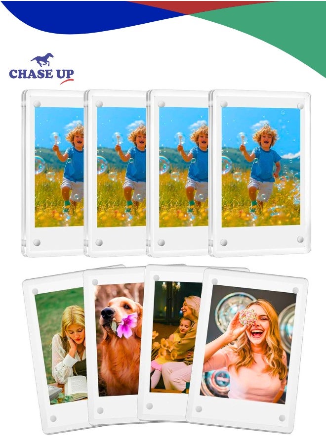 Chase Up Acrylic Fridge Magnetic Photo Frame, Clear Mini Frames for Instant Photos, Double-sided transparent Frameless Magnet Instax Frames，2.36 x 3.54 Inch Refrigerator Display，8 Packs  - Image 1