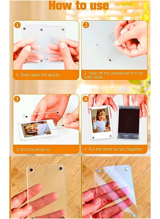 Chase Up Acrylic Fridge Magnetic Photo Frame, Clear Mini Frames for Instant Photos, Double-sided transparent Frameless Magnet Instax Frames，2.36 x 3.54 Inch Refrigerator Display，8 Packs  - Image 3