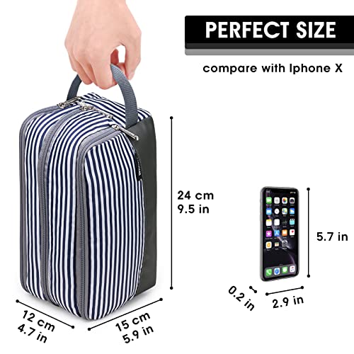 WANDF Toiletry Bag for Men Hanging Dopp Kit Water Resistant Shaving Bag Small Toiletry Bag for Traveling (Blue Stripe) - Image 2