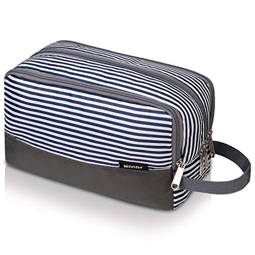 WANDF Toiletry Bag for Men Hanging Dopp Kit Water Resistant Shaving Bag Small Toiletry Bag for Traveling (Blue Stripe) - Image 1