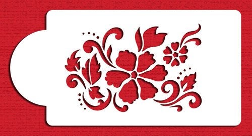 Designer Stencils C434 Floral Explosion Tier 1 Cake Stencil, Beige/semi-transparent - Image 2