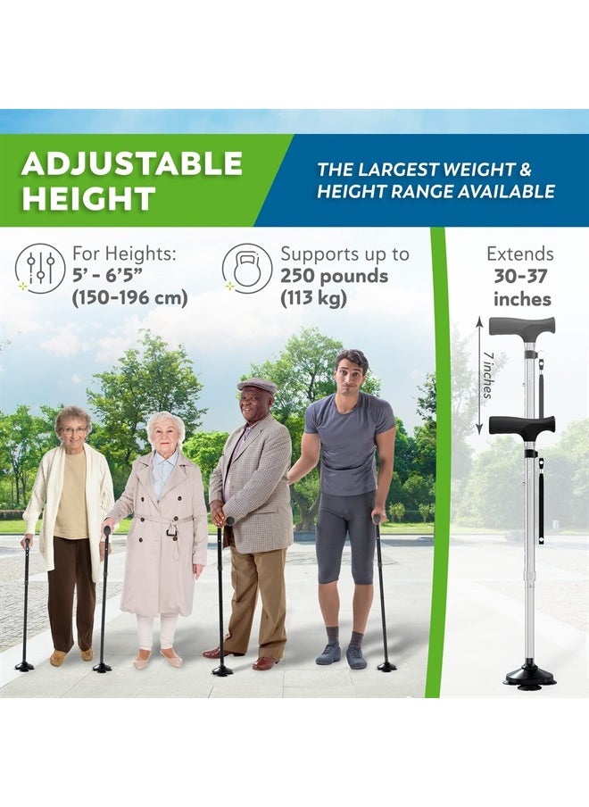 HONEYBULL - Walking Cane for Men & Women - Foldable, Adjustable, Collapsible, Free Standing Cane, Pivot Tip, Heavy Duty, with Travel Bag | Walking Sticks, Folding Canes for Seniors & Adults [Silver] - Image 1