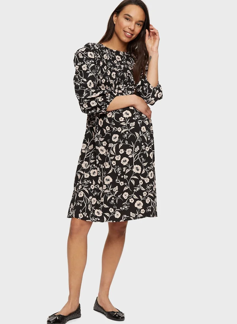 DOROTHY PERKINS Shirred Woven Printed Dress