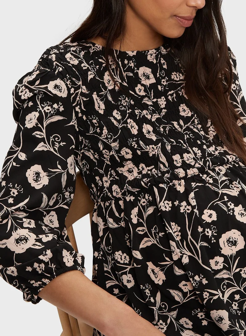 DOROTHY PERKINS Shirred Woven Printed Dress
