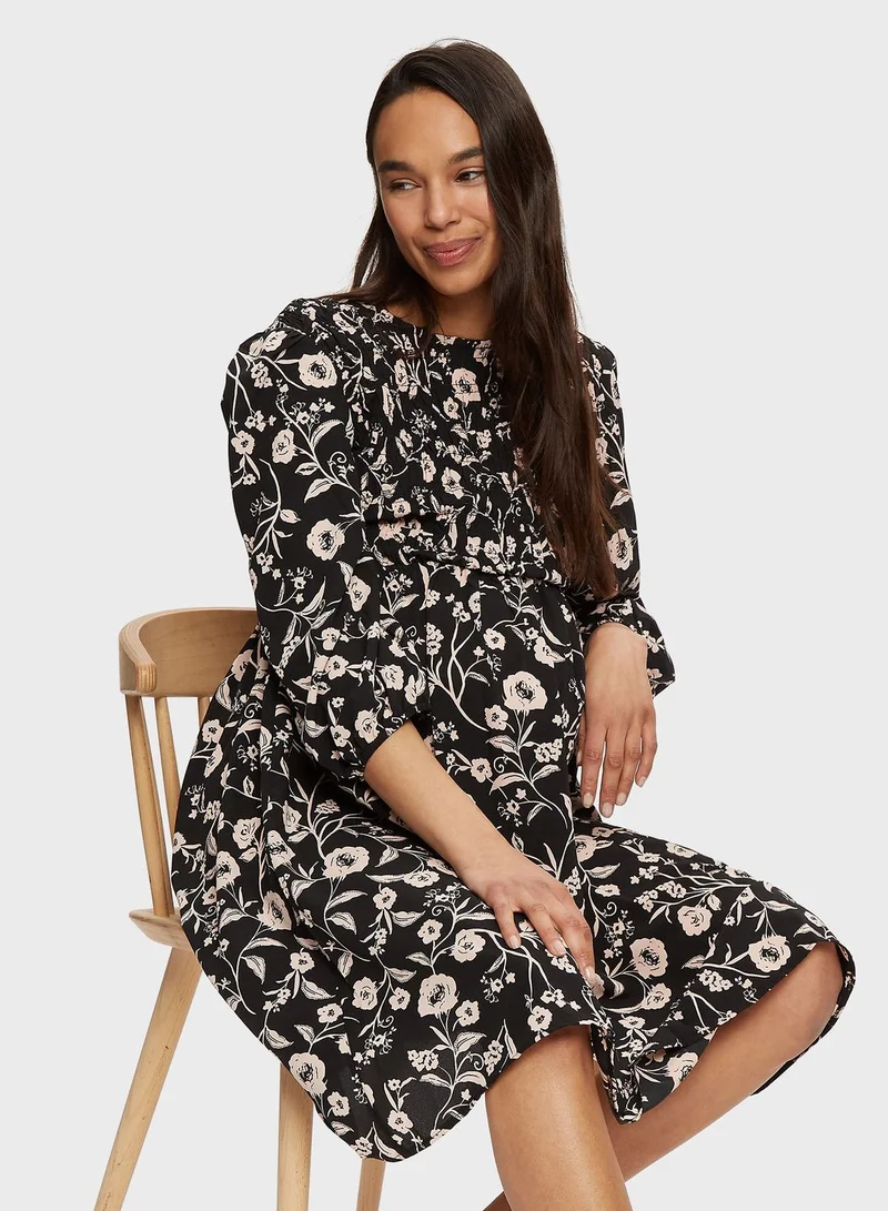 DOROTHY PERKINS Shirred Woven Printed Dress