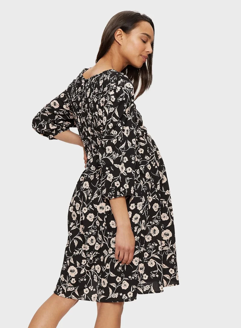 DOROTHY PERKINS Shirred Woven Printed Dress