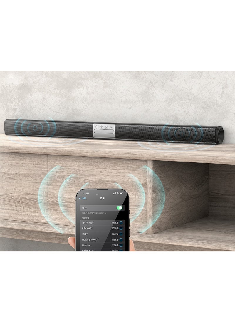 Wireless Sound Bar Speaker – 2.0 Hi-Fi Stereo Sound, Bluetooth v5.3, Touch Controls, Portable Design, Compatible with TV, PC, Smartphone, and More