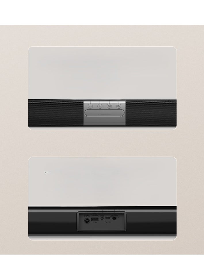 Wireless Sound Bar Speaker – 2.0 Hi-Fi Stereo Sound, Bluetooth v5.3, Touch Controls, Portable Design, Compatible with TV, PC, Smartphone, and More