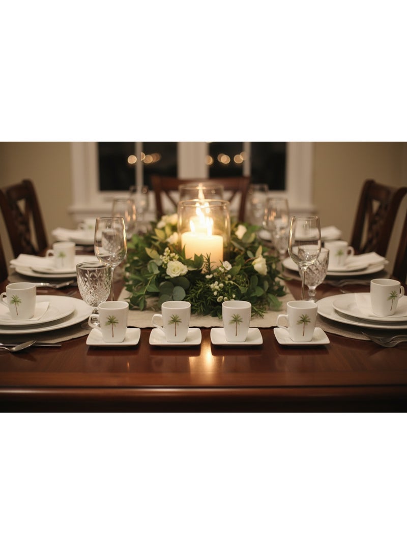 AKDC Velvet White Ceramic Cup & Saucer Set – 12 Pcs | 120ml - Image 2