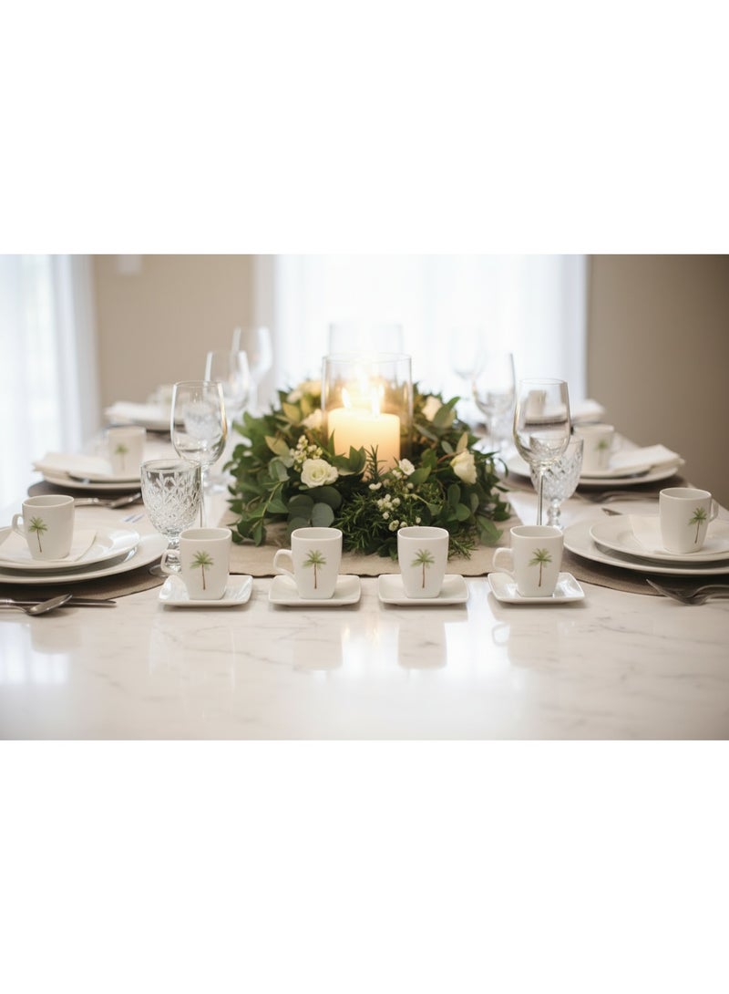 AKDC Velvet White Ceramic Cup & Saucer Set – 12 Pcs | 120ml - Image 5