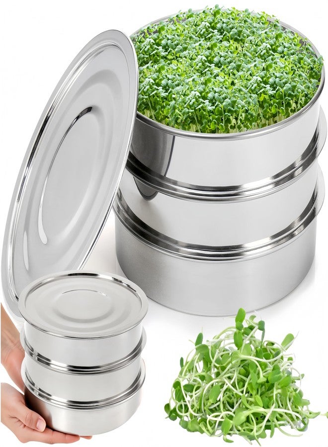 Tlence Stainless Steel Seed Sprouting Kit, Stackable 3-Tier Mesh Germination Tray, Seed Sprout Grower with Lid Base, Microgreens Propagator for Beans Broccoli Alfalfa Wheat Grass, Soil Free - Image 1