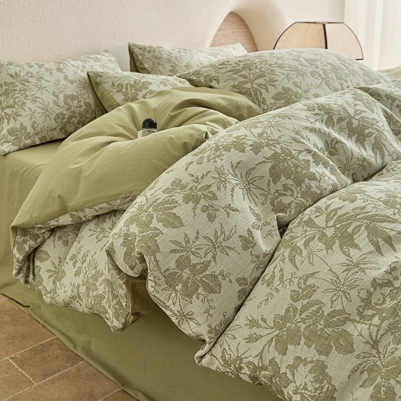 100% Cotton Three-Layer Yarn-Dyed Bedding Set - Luxurious Retro Style