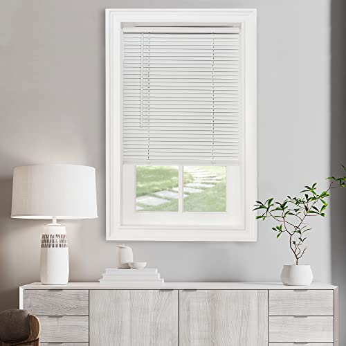 Achim Home Furnishings Cordless Light Filtering Mini Blind  22 Inch Width 64 Inch Length 1 Slat Size  Pearl White  Cordless GII Morningstar Horizontal Windows Blinds for Interior by Achim Home Decor 