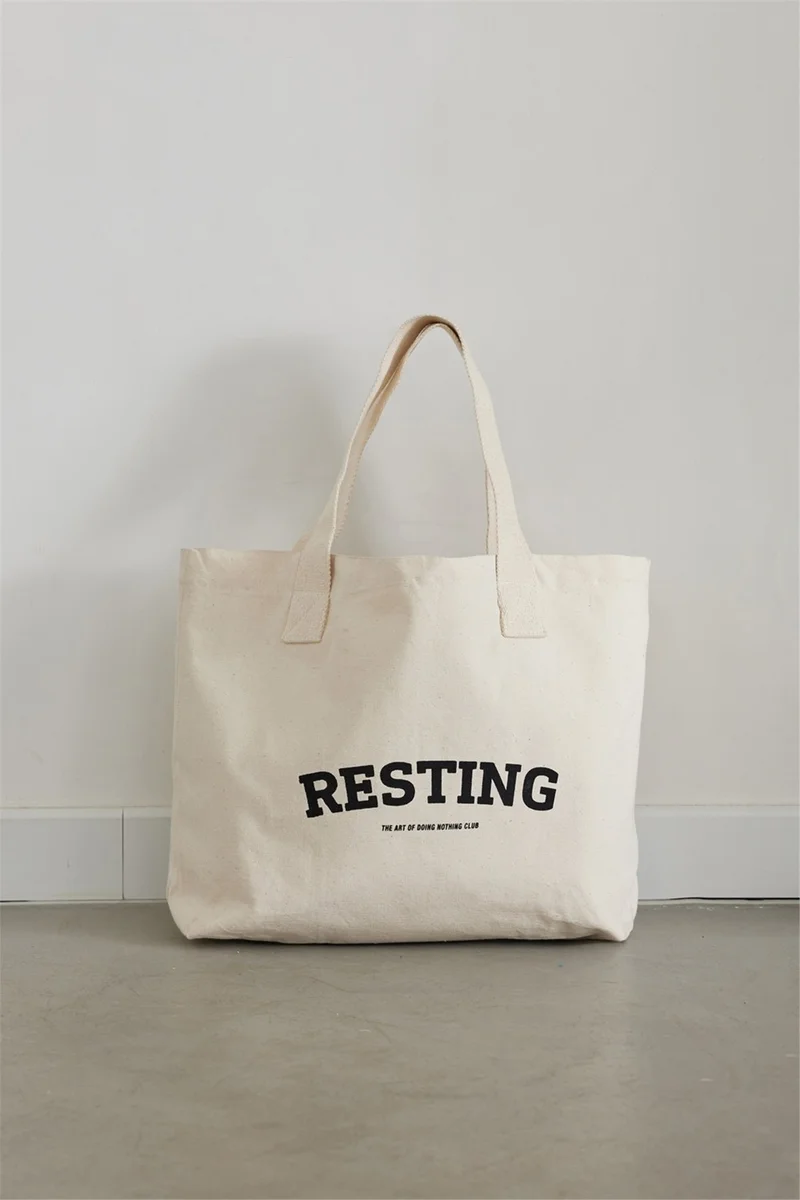 Suud Collection Saud Collection Ecru Resting Printed Canvas Bag