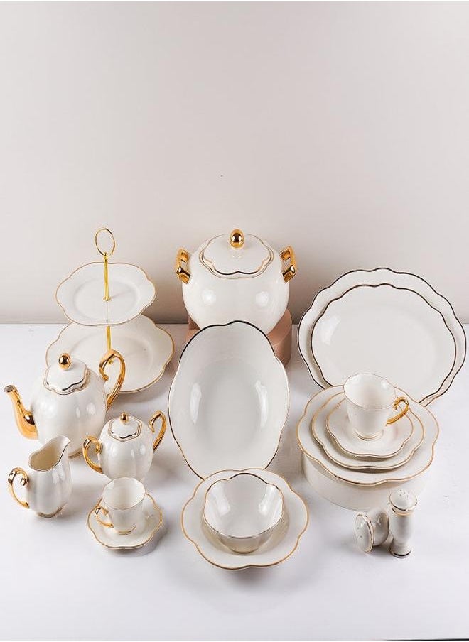 HomeHive - Gilded Radiance Dining Set - Image 1