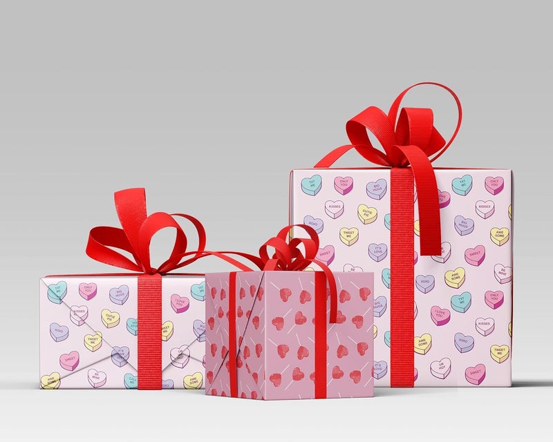 Party Propz Party Propz Gift Wrapping Paper Pack of 6pcs Gift wrapping sheet Pink Heart Shaped Sheet Paper Roll for Gift Wrapping - Image 3