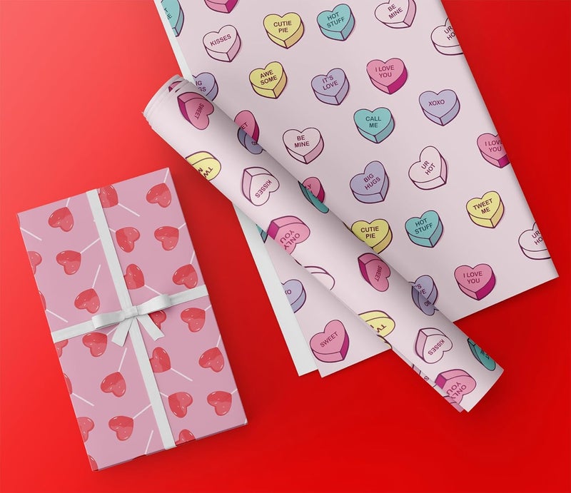 Party Propz Party Propz Gift Wrapping Paper Pack of 6pcs Gift wrapping sheet Pink Heart Shaped Sheet Paper Roll for Gift Wrapping - Image 1