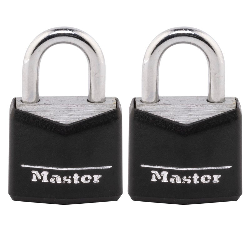 Master Lock 121T Padlock Covered Aluminum Lock 34 in W Black 1Pack 2Count