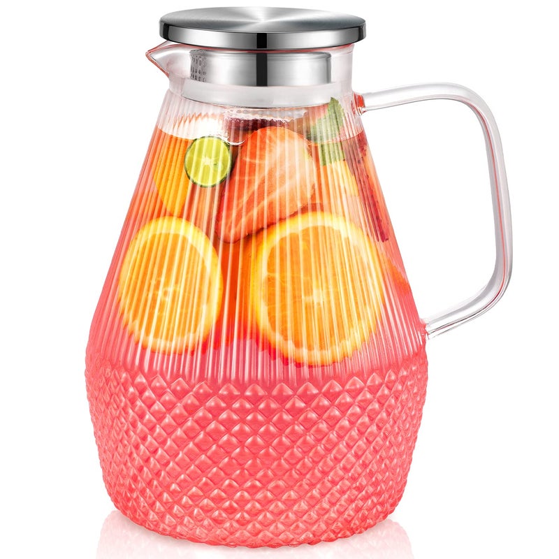 Water Jug veecom 24L Large Glass Water Jug with Lid Borosilicate Water Carafe Heat Resistant Glass Pitcher for Fridge Jug for Juice and Milk