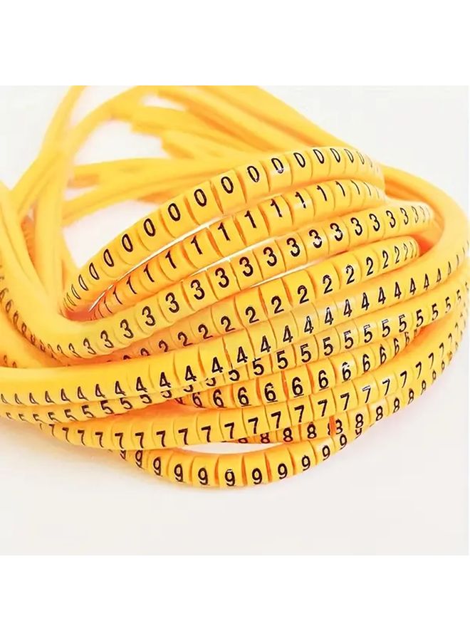 EC 1 سلسلة 1000 قطعة من أنابيب الأرقام 0-9 ملصقات تعريف الكابلات من البولي فينيل كلوريد الأصفر - Image 3