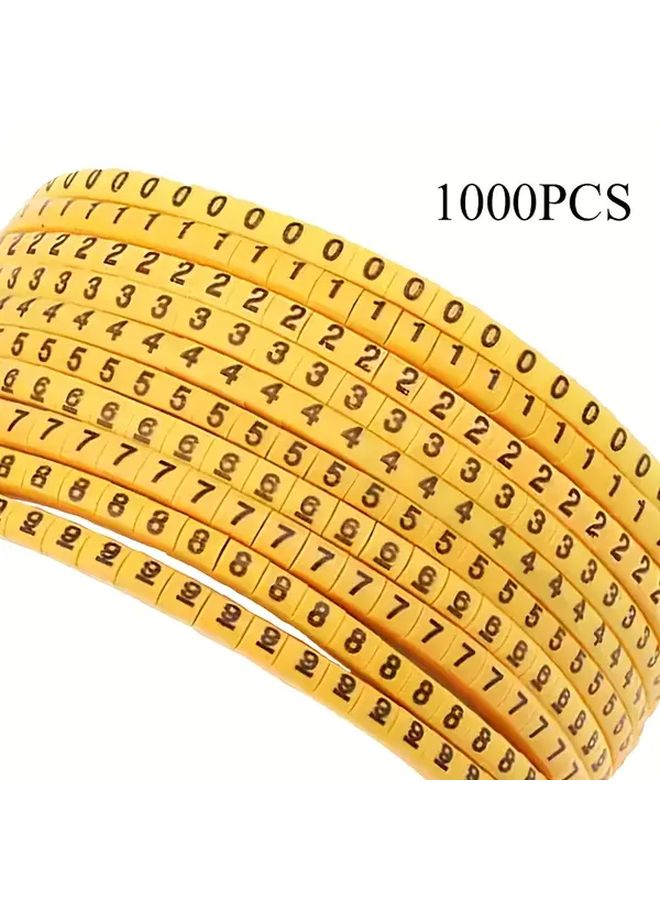 EC 1 سلسلة 1000 قطعة من أنابيب الأرقام 0-9 ملصقات تعريف الكابلات من البولي فينيل كلوريد الأصفر - Image 5