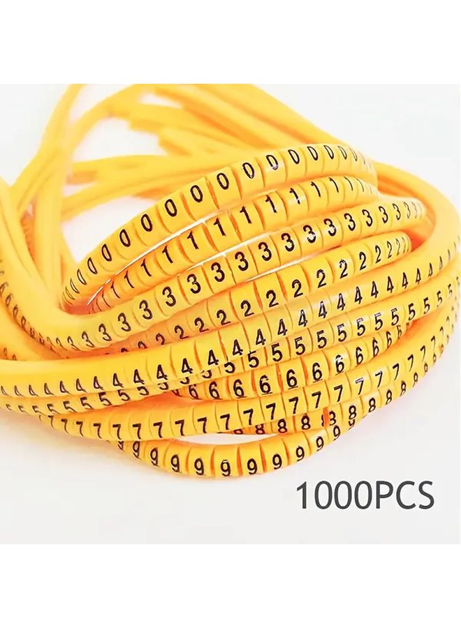EC 1 سلسلة 1000 قطعة من أنابيب الأرقام 0-9 ملصقات تعريف الكابلات من البولي فينيل كلوريد الأصفر - Image 2