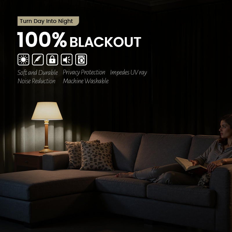 SimpleHome 100% Blackout Curtains for Bedroom,63 Inch Curtains for Living Room Rod Pocket and Back Tab Window Drapes Room Darkening Cream Curtain with Black Back,40 x 63 Inch,2 Panels - Image 3