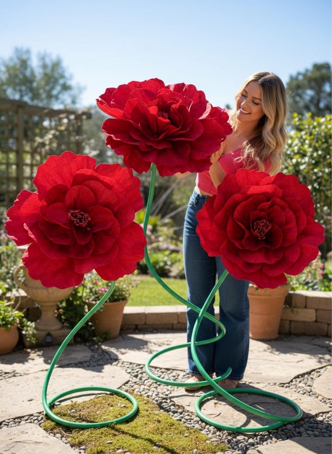 Maysing 3 Pcs 5 ft Large Rose Flowers Giant Artificial Roses Valentine Standing Huge Handcrafted Flowers for Window Reception Banquet Ceremony Floral Decor Garden Hotel Office Birthday Wedding Party - Image 5