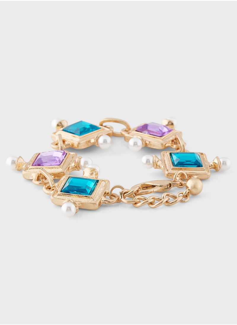 Khizana Multicolor Stone Pearl Bracelet  - Image 2