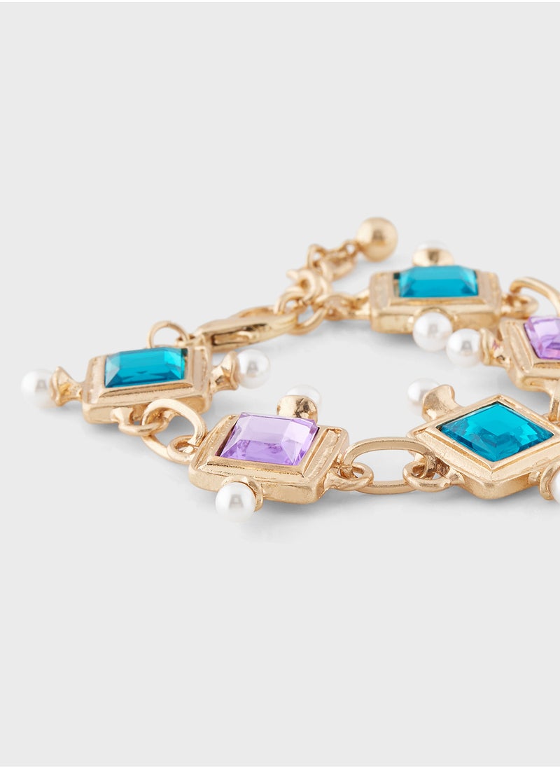 Khizana Multicolor Stone Pearl Bracelet  - Image 3