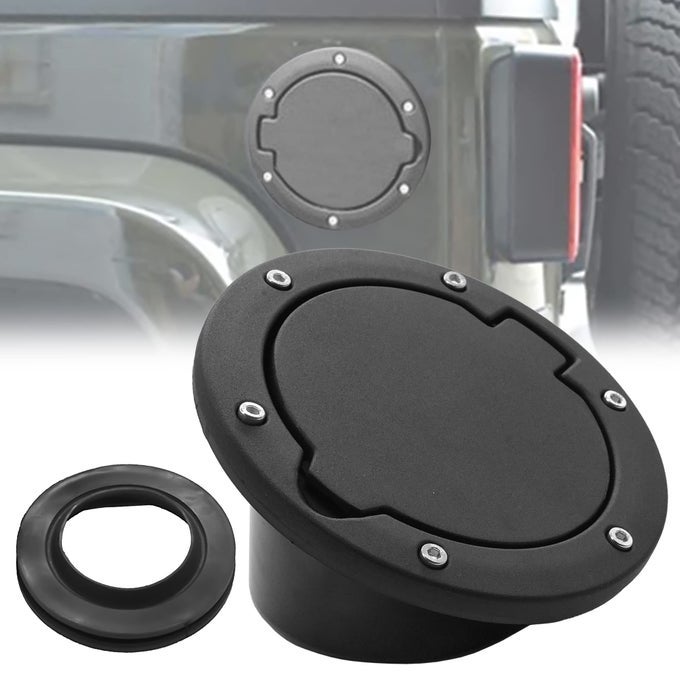Fuel Filler Door Cover Gas Fuel Tank Cap Cover Black For 2007 2008 2009 2010 2011 2012 2013 2014 2015 2016 2017 2018 Jeep Wrangler Jk Unlimited Sport Rubicon Sahara No Locking