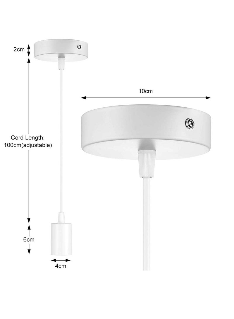 كيلا Ceiling Pendant & Lamp Holder - Ceiling Rose & Light Pendant E27 Bulbs Fitting Set with Braided Fabric Cable - White Cable  - Image 2