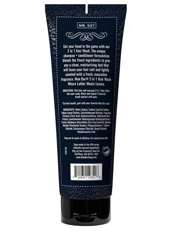 San Francisco Soap Company San Francisco Soap Company Man Bar 2 IN 1 Hair Wash SILVER SAGE AND BERGAMOT - Where Lather meets Luxury  - Image 2