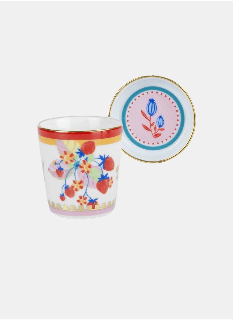 Baci milano - Mamma Mia Espresso Cup with Lid/Saucer "Strawberry – 5.5x7 cm - Image 1