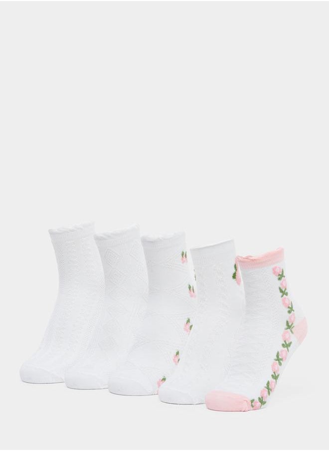 Pack of 5 - Floral Embroidered Socks - pzsku/ZFFD8AA2381B07296964CZ/45/_/1734941433/a6acfca9-9d4d-472a-b574-e2d79659b18d