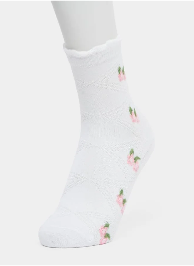 Styli Pack of 5 - Floral Embroidered Socks