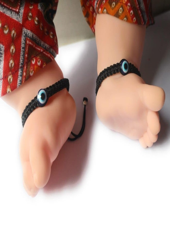 Jyokrish Handmade Adjustable Black Thread with blue evil eye Bracelet For Kids Baby Girl & Boys | Free Size |Pack of 2| Lucky Charms |threadwork| 3 month To 6 Year Kids - Image 3