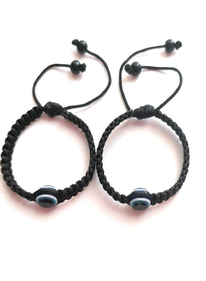 Jyokrish Handmade Adjustable Black Thread with blue evil eye Bracelet For Kids Baby Girl & Boys | Free Size |Pack of 2| Lucky Charms |threadwork| 3 month To 6 Year Kids - Image 1